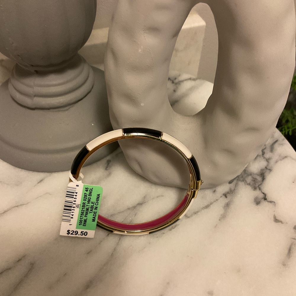 On the 34th Black and Cream Bangle Bracelet